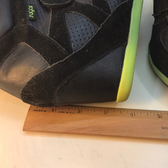 Sugar Black & Lime Green Wedge Sneakers Size 8.5 - Picture 7 of 8